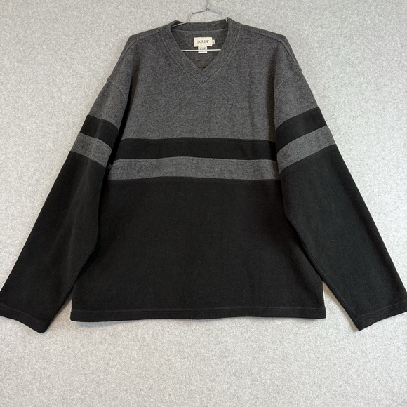 J. Crew Other - Vintage J crew sweater mens XL‎ gray striped pullover fleece long sleeve Y2K